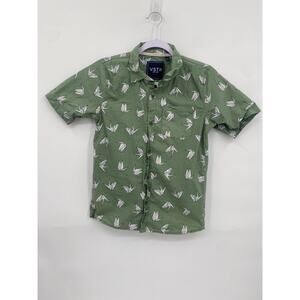 VSTR Green Kids Origami Button Up Short Sleeve Shirt size Large